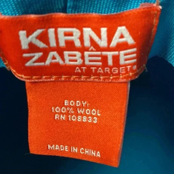 KIRNA ZANETE AT TARGET WOMENS TEAL 100% WOOL HAT BLACK RIBBON BAND  CLEAN - Picture 8 of 9